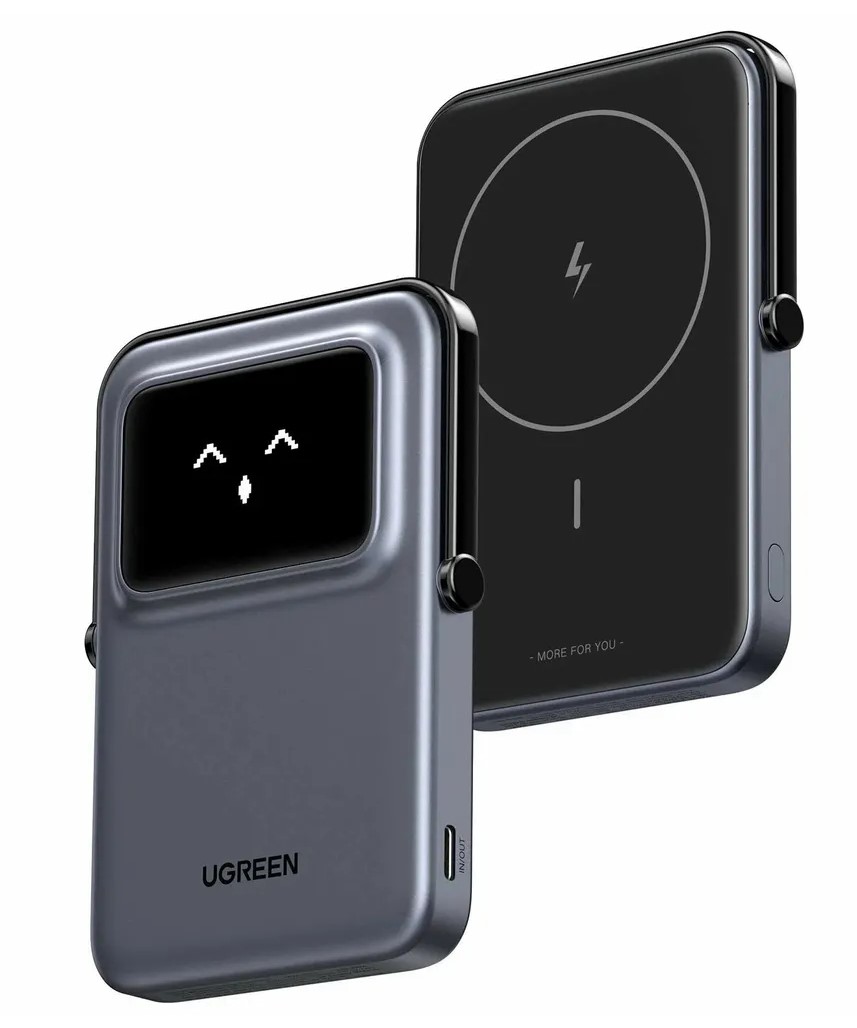 Внешний аккумулятор UGREEN PB571 (35605B) UNO 5000mAh MIni Magnetic Wireless 20W Power Bank серый