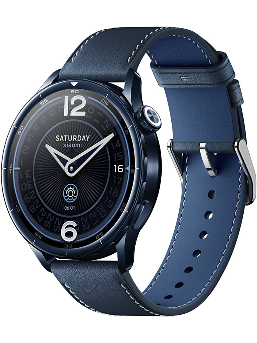 Смарт-часы Xiaomi Watch S5 Ceramic Blue 46mm RU (с синим кожаным ремешком)