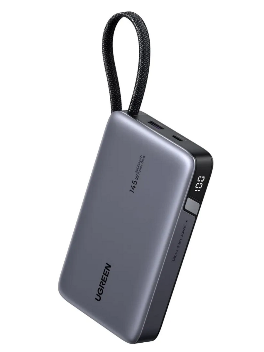 Внешний аккумулятор UGREEN PB551 (55992B) 20000mAh 145W серый космос with Built-in Cable
