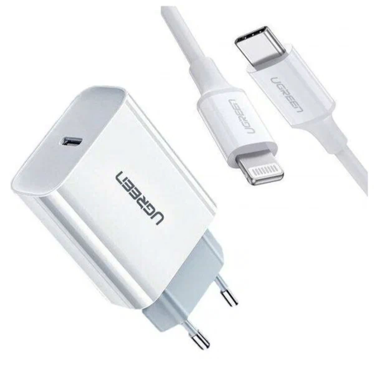 Зарядное устройство UGREEN CD137 (50698) 20W PD + USB-C to Lightning Cable EU. Цвет: белый