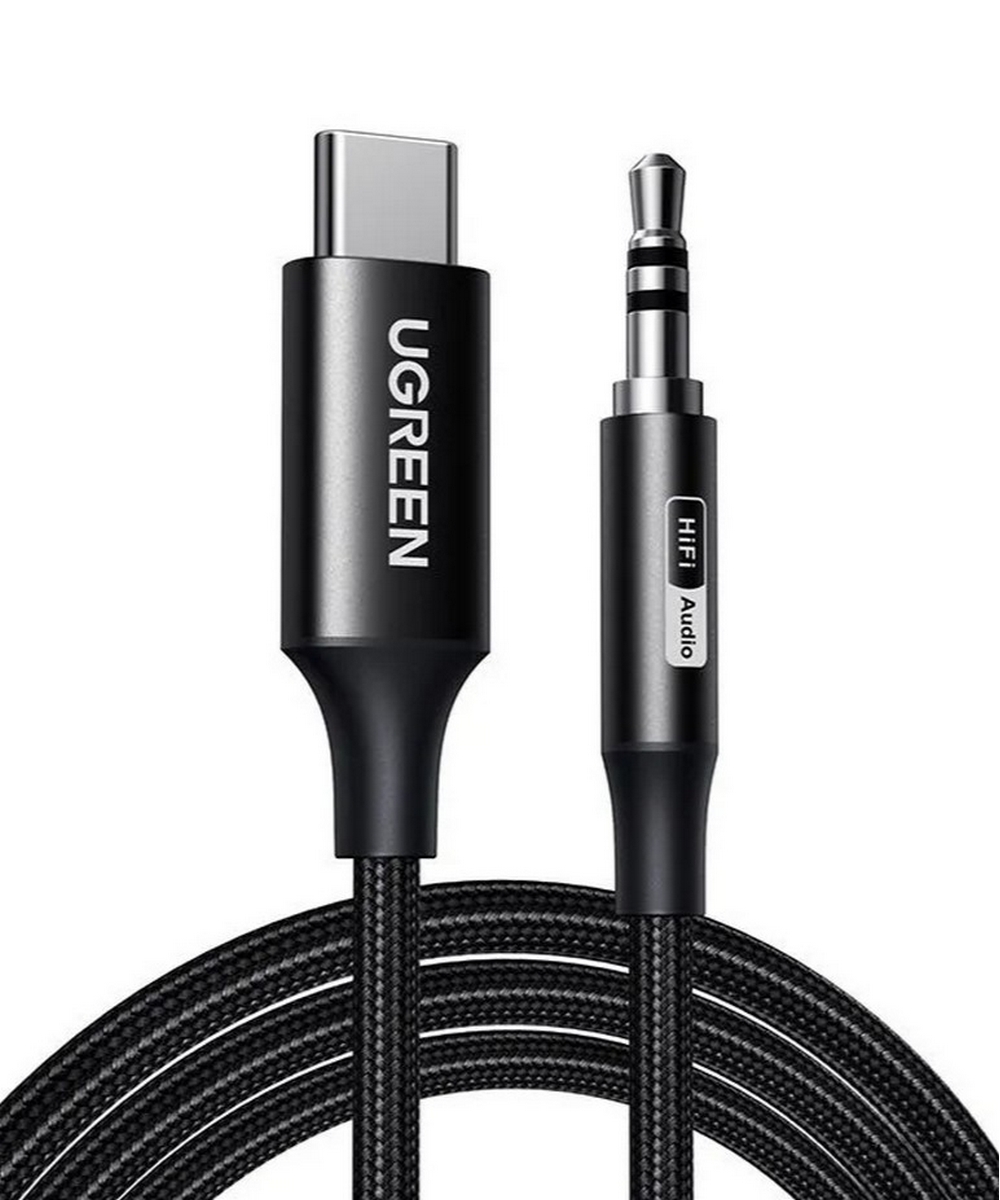 Кабель UGREEN CM450 (65102) 3м черный USB-C Male to 3.5mm Male Audio Cable with Chip