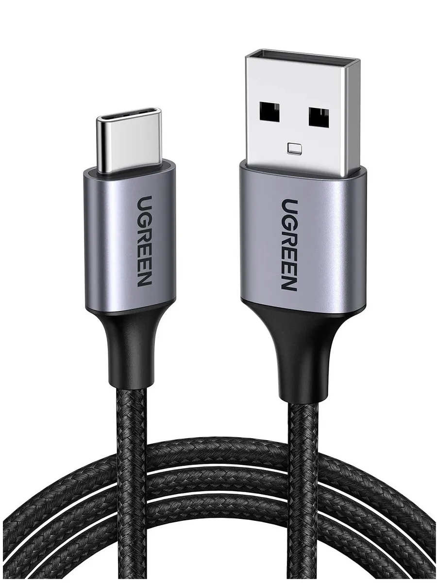 Кабель UGREEN US288 (60126) 1 m Black USB-A 2.0 to USB-C Cable Nickel Plating Aluminum Braid