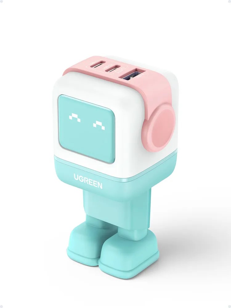 Зарядное устройство UGREEN CD361 (35855) 65W Nexode RG USB-A+2*USB-C Robot GaN розово-голубой