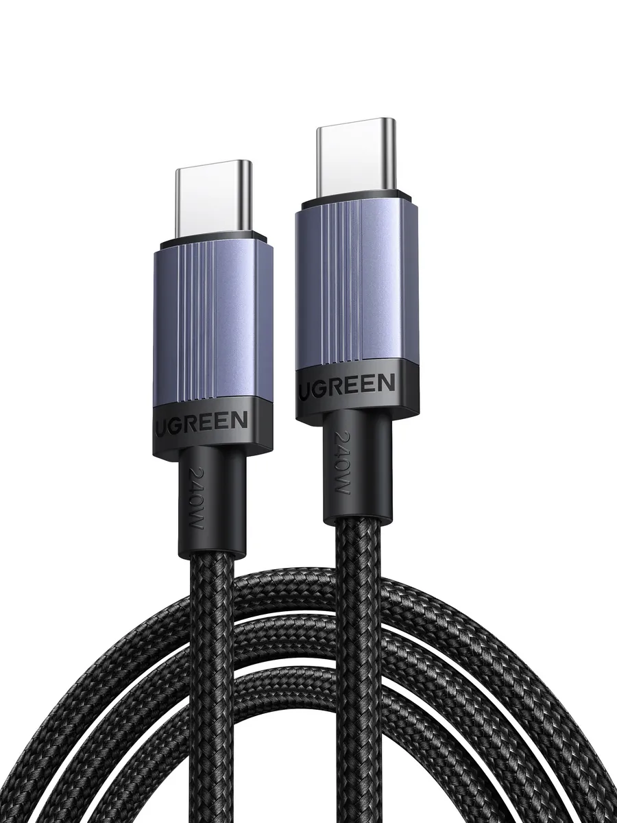 Кабель UGREEN L532 (65906) 0,5м серый космос USB-C to USB-C PD Fast Charging Cable 240W Max