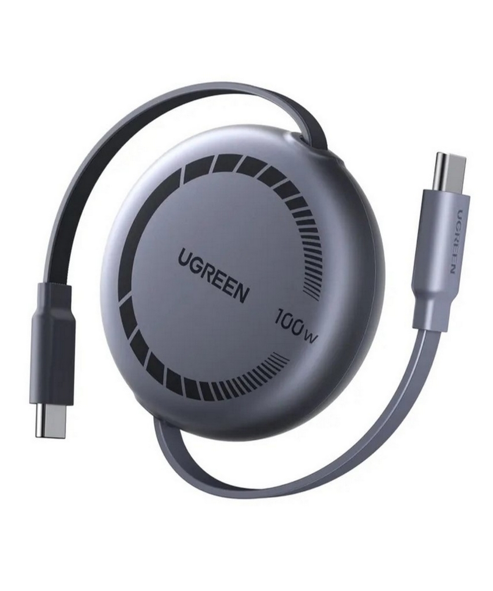 Кабель выдвижной UGREEN L531 (65905) до 1м серый космос 100W USB-C to USB-C PD Retractable Cable