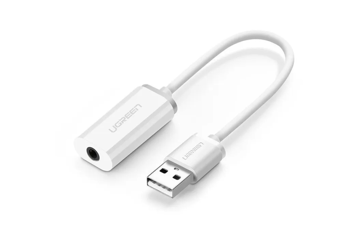 Переходник UGREEN US206 (30712) USB A Male to 3.5 mm Aux Cable Внешняя звуковая карта белый