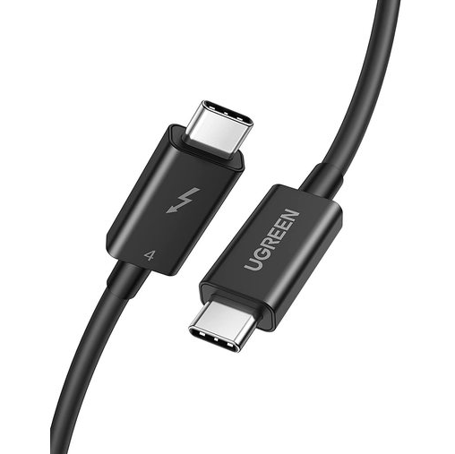 Кабель UGREEN US501 80см черный USB-C to USB-C Thunderbolt 4 40Gbps 100W Data