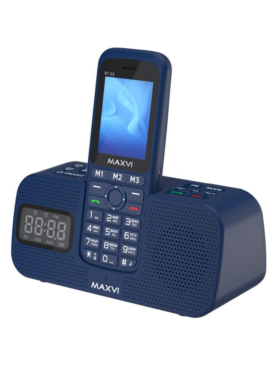 Мобильный телефон Maxvi RT-03 с док-станцией blue