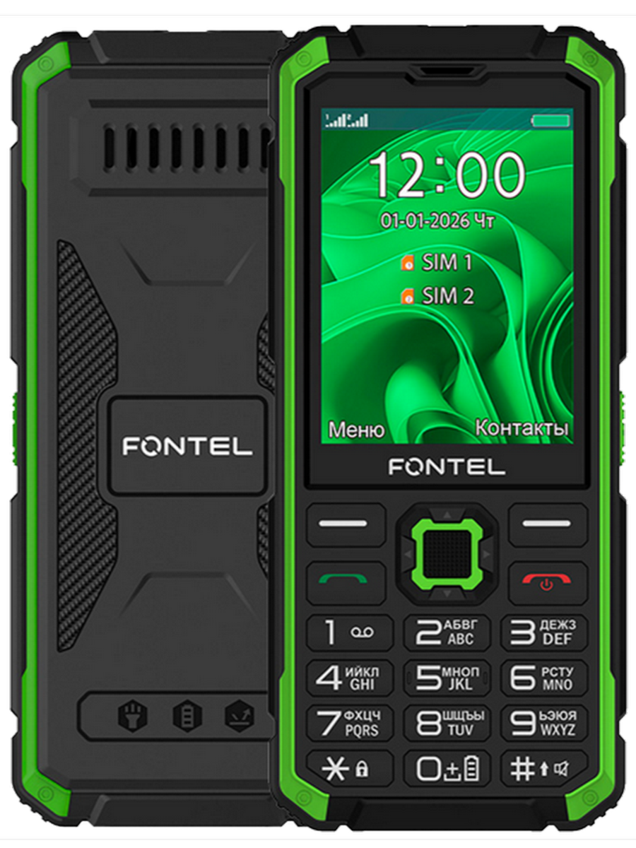 Мобильный телефон Fontel RP300, цвет черно-зеленый