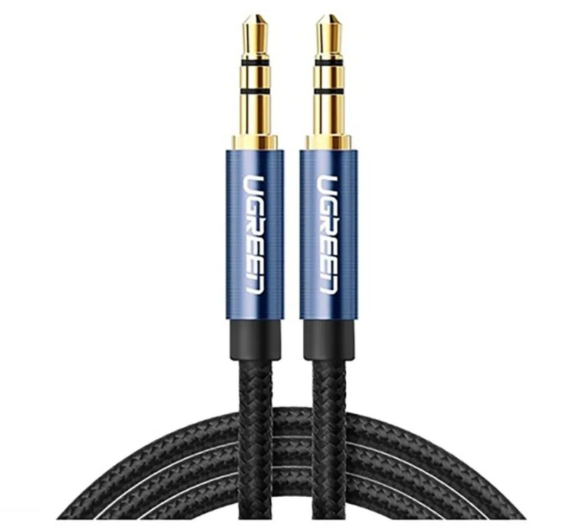 Кабель UGREEN AV112 10687 2m Blue 3.5mm Male to 3.5mm Male Cable Gold Plated Metal Case with Braid