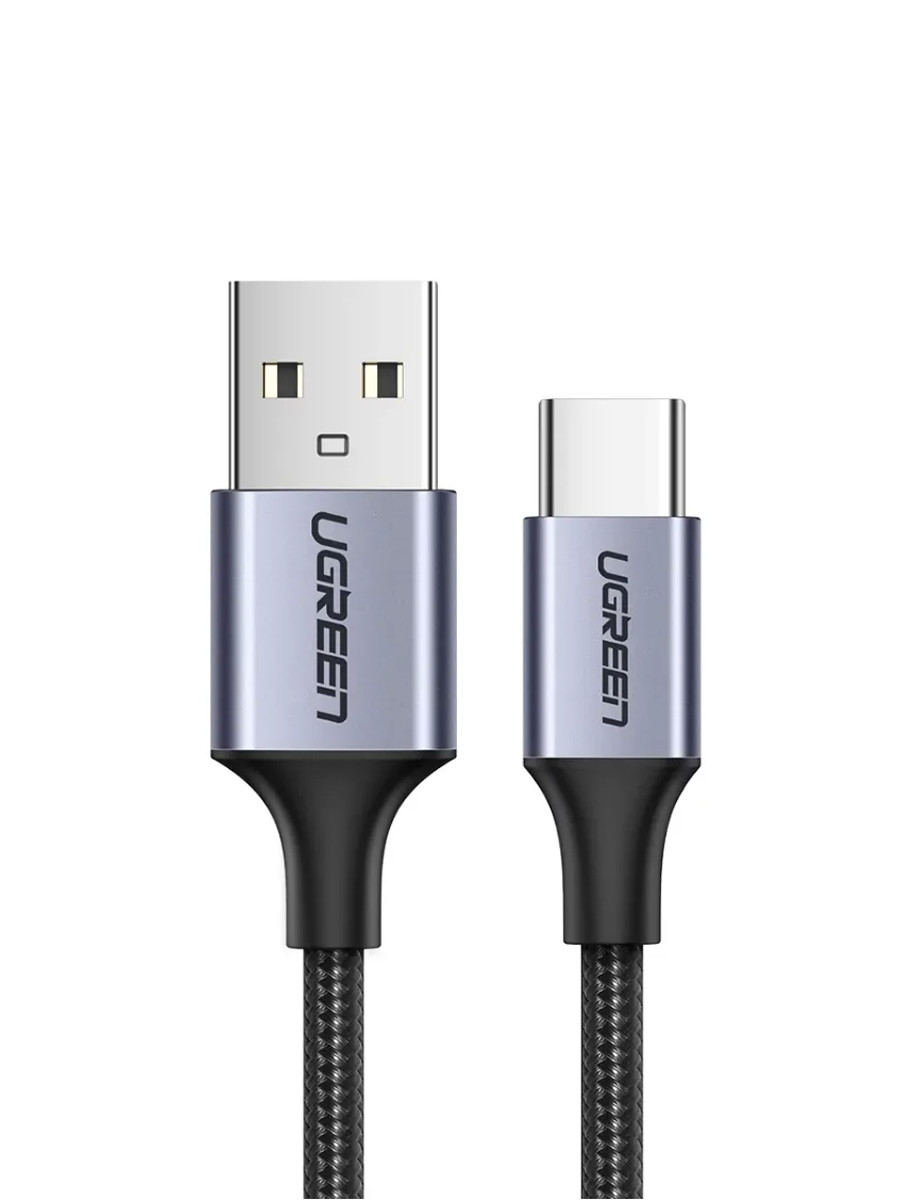 Кабель UGREEN US288 (60128) 2m Black USB-A 2.0 to USB-C Cable Nickel Plating Aluminum Braid