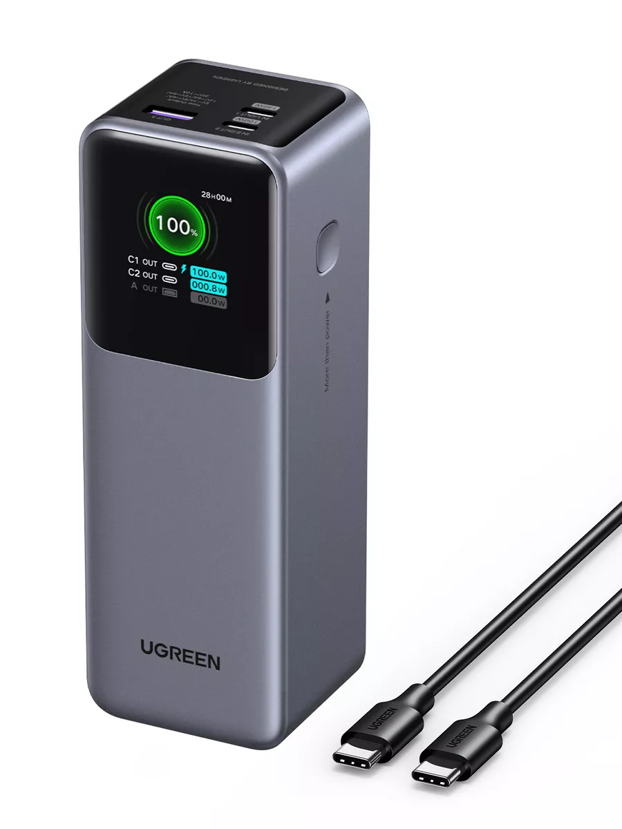 Внешний аккумулятор UGREEN PB722 (35525B) 25000mAh 200W Fast Charging Power Bank. Цвет: серый