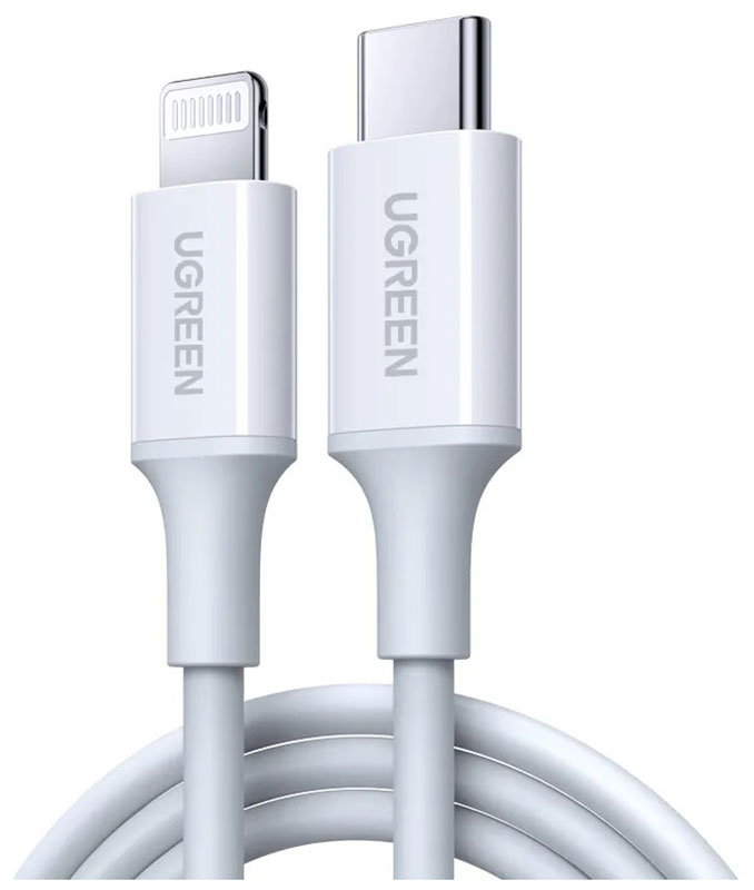 Кабель UGREEN US171 (60748) USB-C to Lightning Cable M/M Nickel Plating ABS Shell. Длина: 1,5м белый