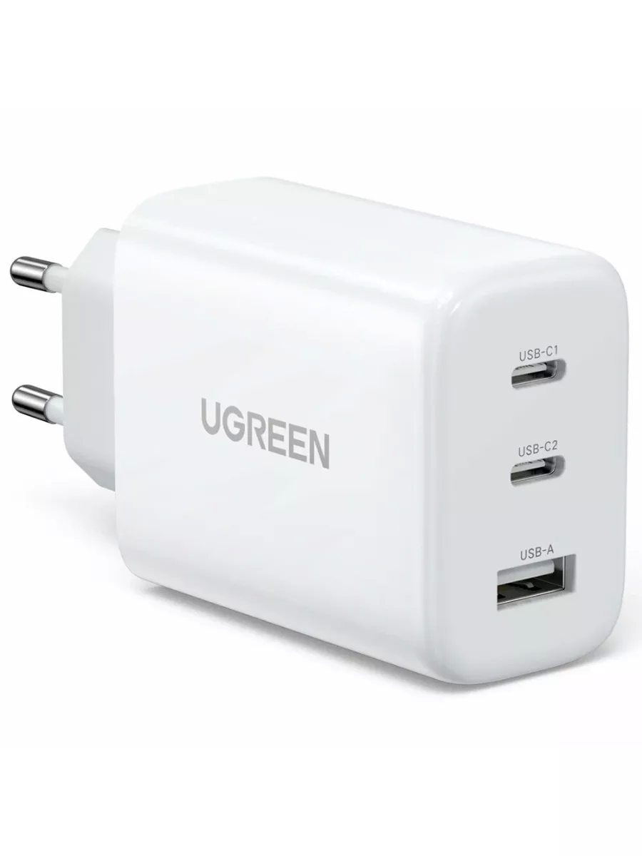 Зарядное устройство UGREEN CD275 (90496) 65W USB-A+2*USB-C Fast Charger EU. Цвет: белый