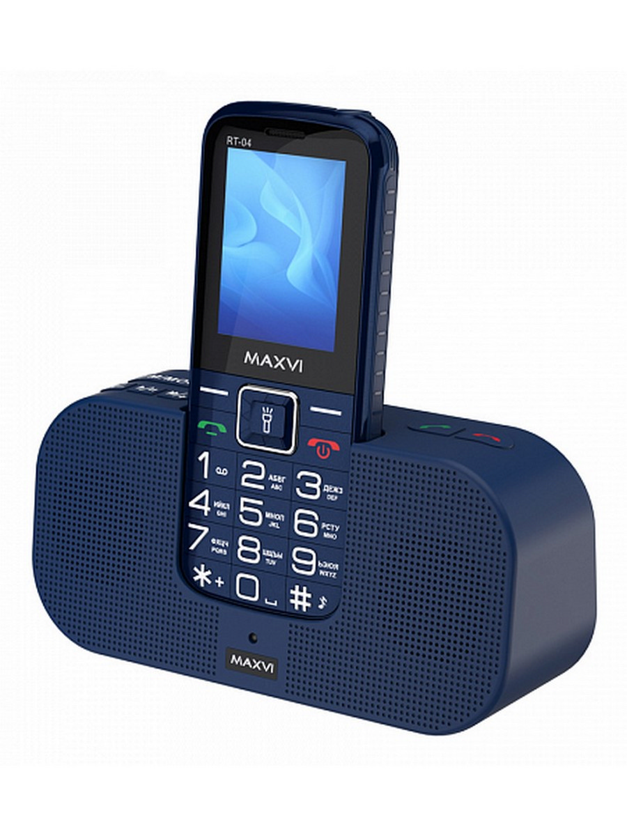 Мобильный телефон Maxvi RT-04 с док-станцией blue