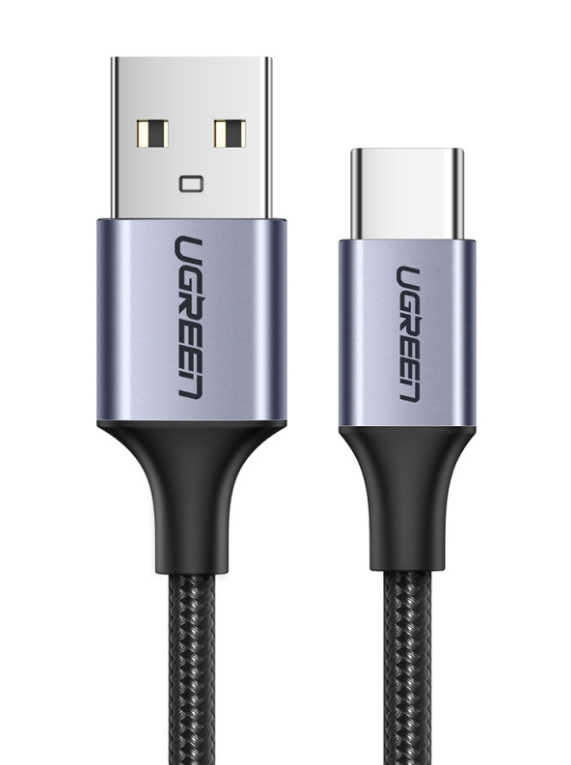 Кабель UGREEN US288 0,5 m Black USB-A 2.0 to USB-C Cable Nickel Plating Aluminum Braid