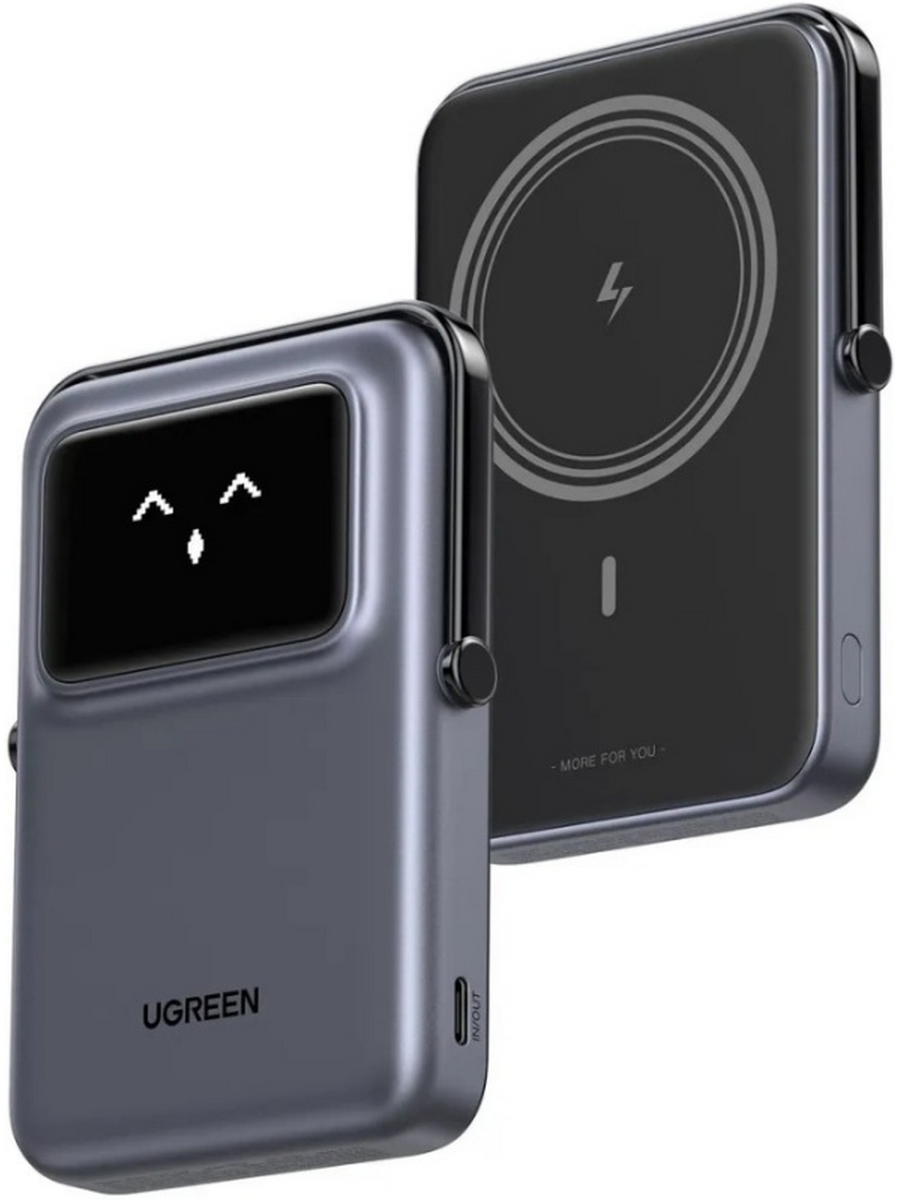 Внешний аккумулятор UGREEN PB572 (45327) серый UNO 10000mAh MIni Magnetic Wireless 20W Power Bank