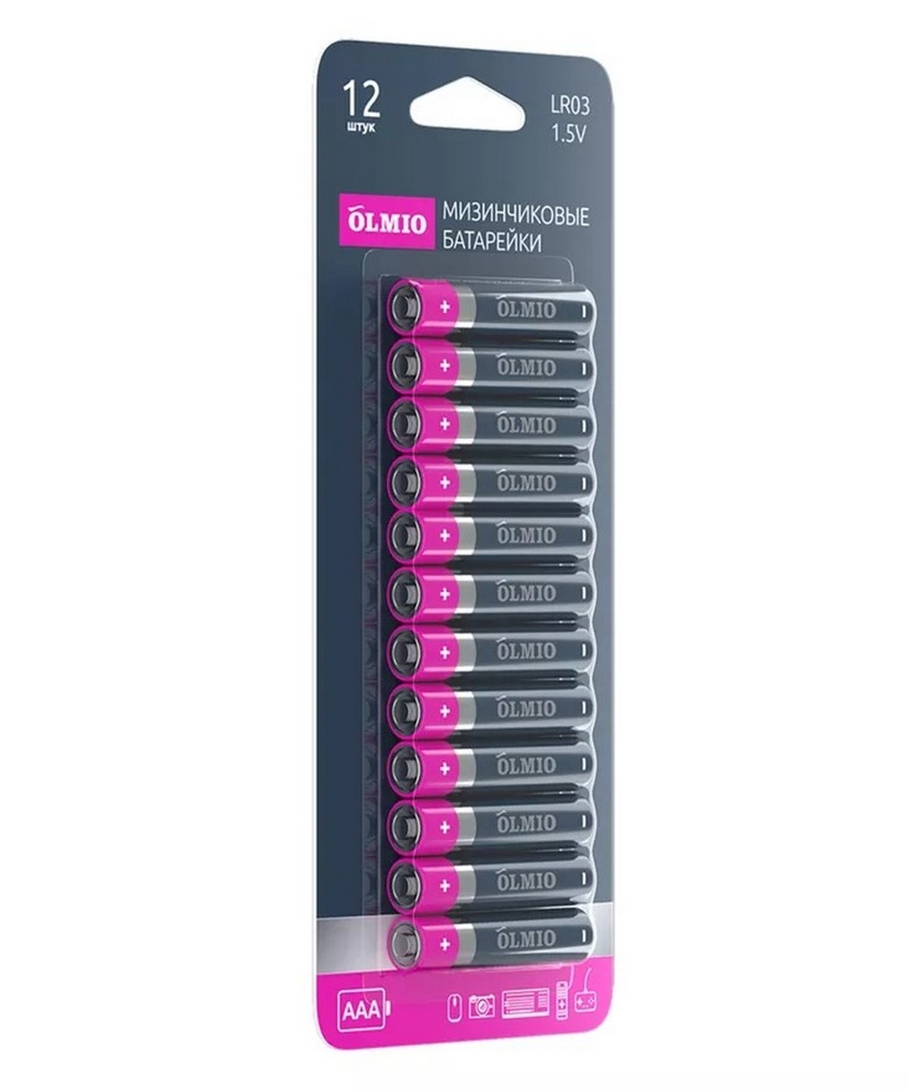 Батарейка Olmio AAA/LR03 12 (щелочные) 12шт