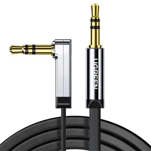 Кабель UGREEN AV119 (10729) 5м черный 3.5mm Male to 3.5mm Male Straigth to angle flat Cable