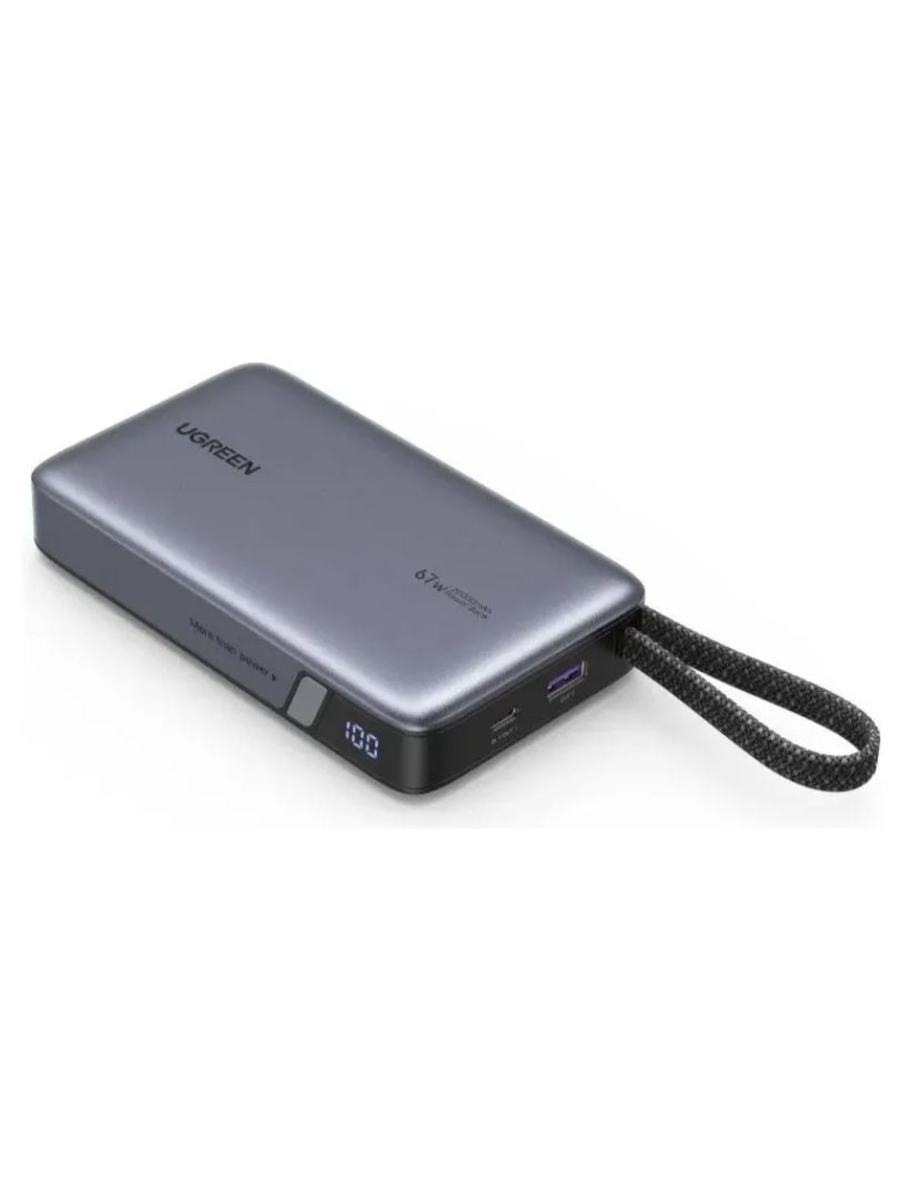 Внешний аккумулятор UGREEN PB550 (55996B) 20000mAh 67W серый космос with Built-in Cable