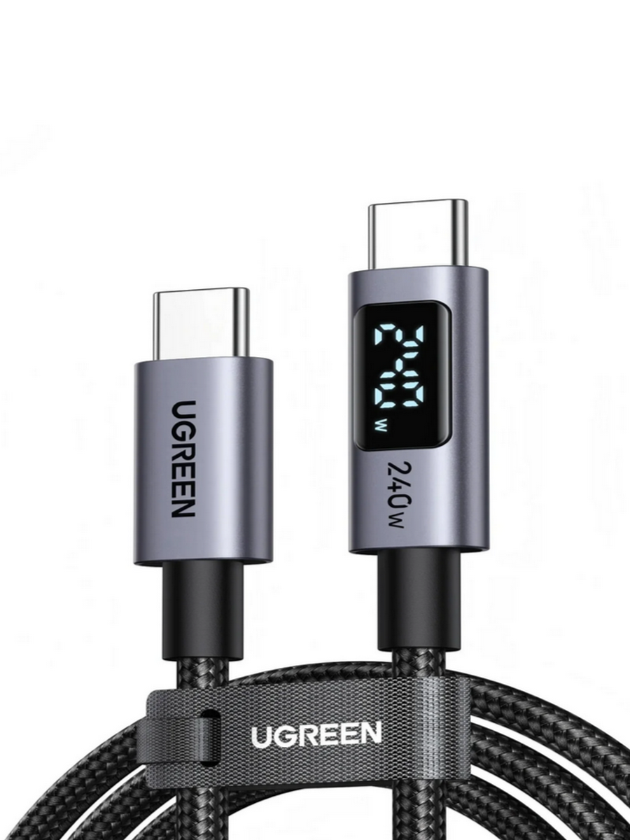 Кабель UGREEN L530 (65866) 1м серый космос USB-C to USB-C PD 240W Max Fast Charging Cable