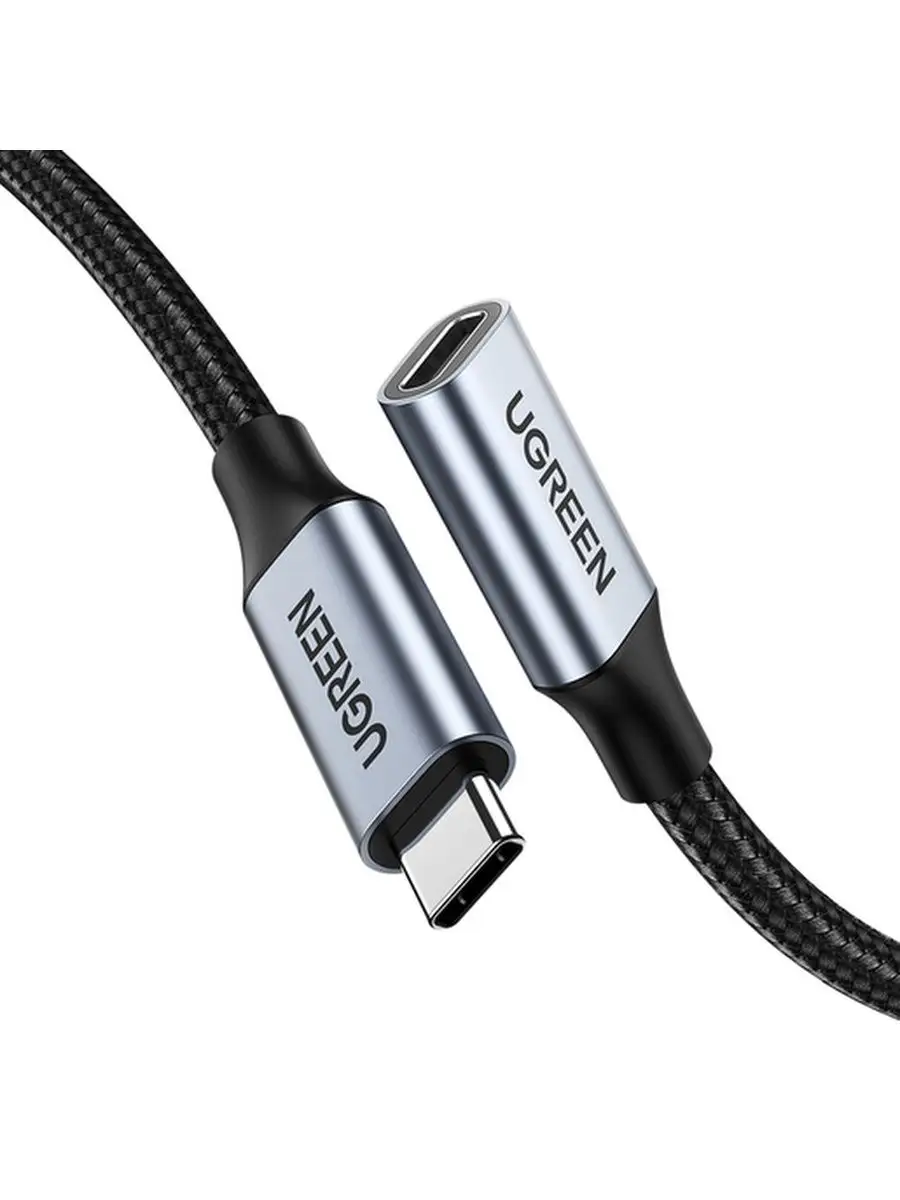 Кабель UGREEN US372 (30205) 1 м темно-серый USB-C 3.1 Male to USB-C Female Gen2 Extension Cable