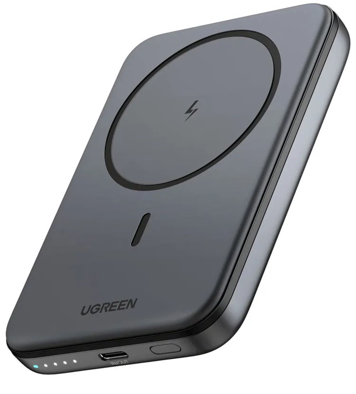 Внешний аккумулятор UGREEN PB560 (25866) 5000mAh Magnetic Wireless Power Bank. Цвет: серый