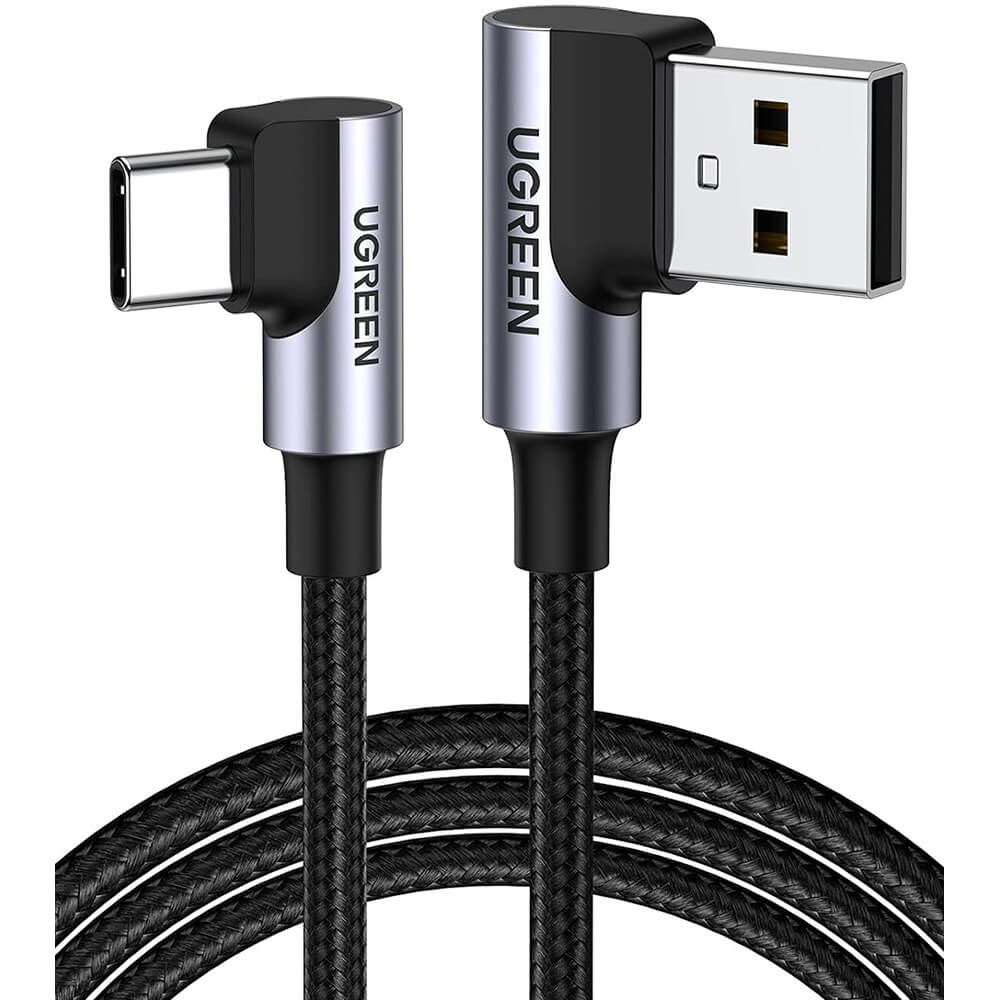Кабель UGREEN US176 (20857) 2 м серый космос Right Angle USB-A to USB-C