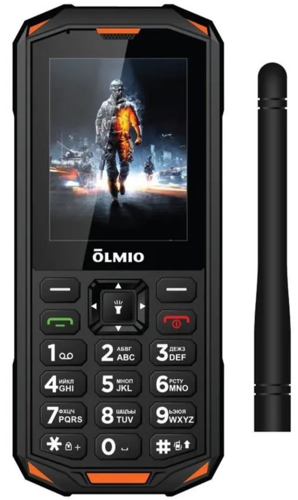 Мобильный телефон Olmio X15 (черный-оранжевый) с рацией