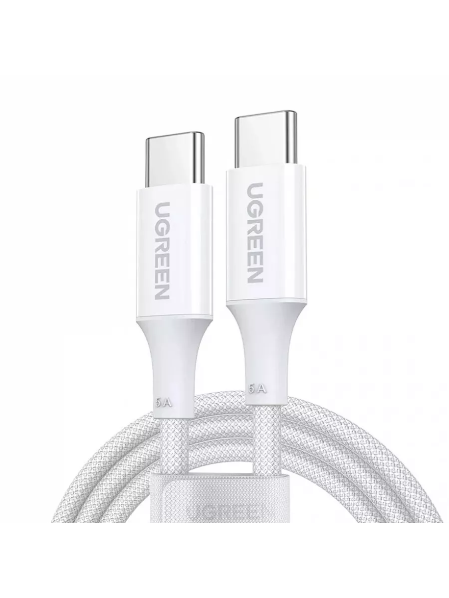 Кабель UGREEN US557 (15267) 1м белый USB-C to USB-C PD Fast Charging Data Cable