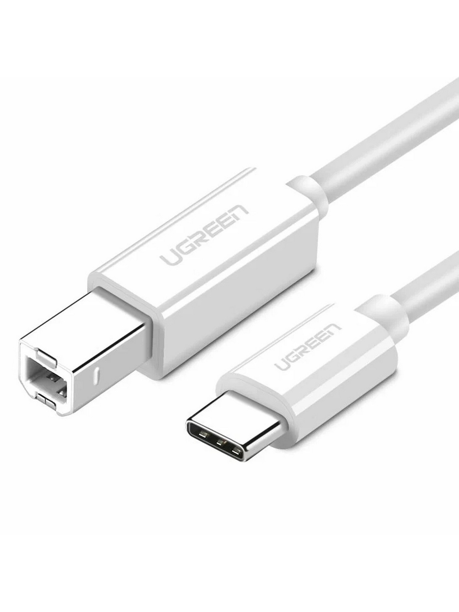 Кабель UGREEN US241 (40417) 1.5м белый USB-C 2.0 To USB-B 2.0 Print Cable для подключения принтера