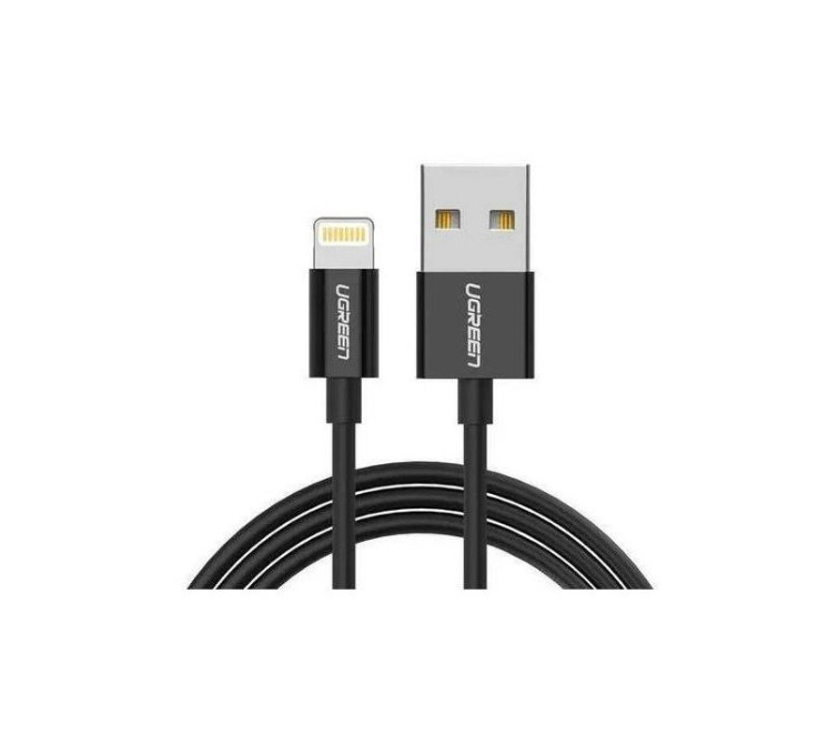 Кабель UGREEN US155 (80823) 2м черный USB-A Male to Lightning Male Cable Nickel Plating ABS Shel