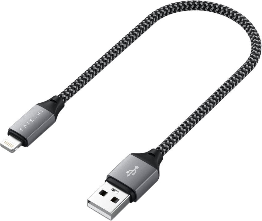 Кабель Satechi с Type-A на Lightning 25 см серый космос