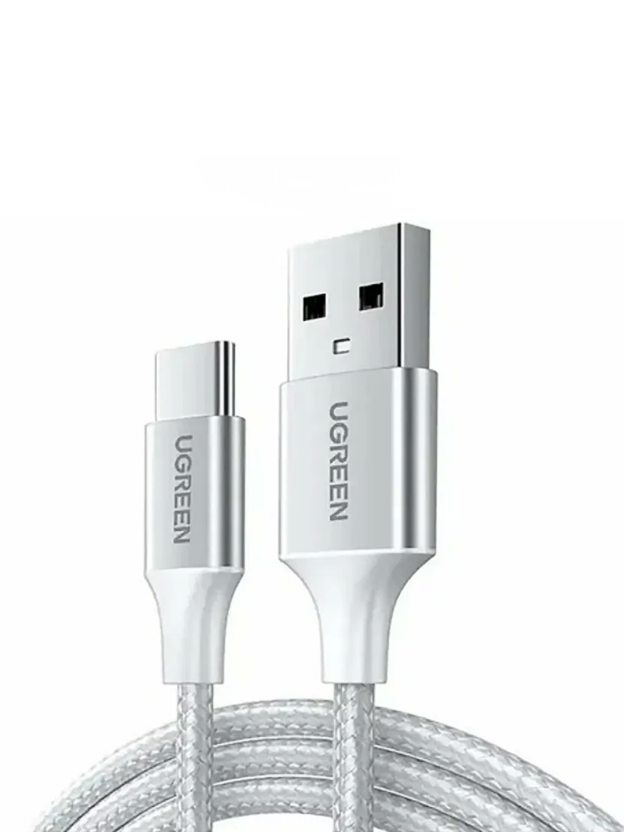 Кабель UGREEN US288 (60131) 1m White USB-A 2.0 to USB-C Cable Nickel Plating Aluminum Braid