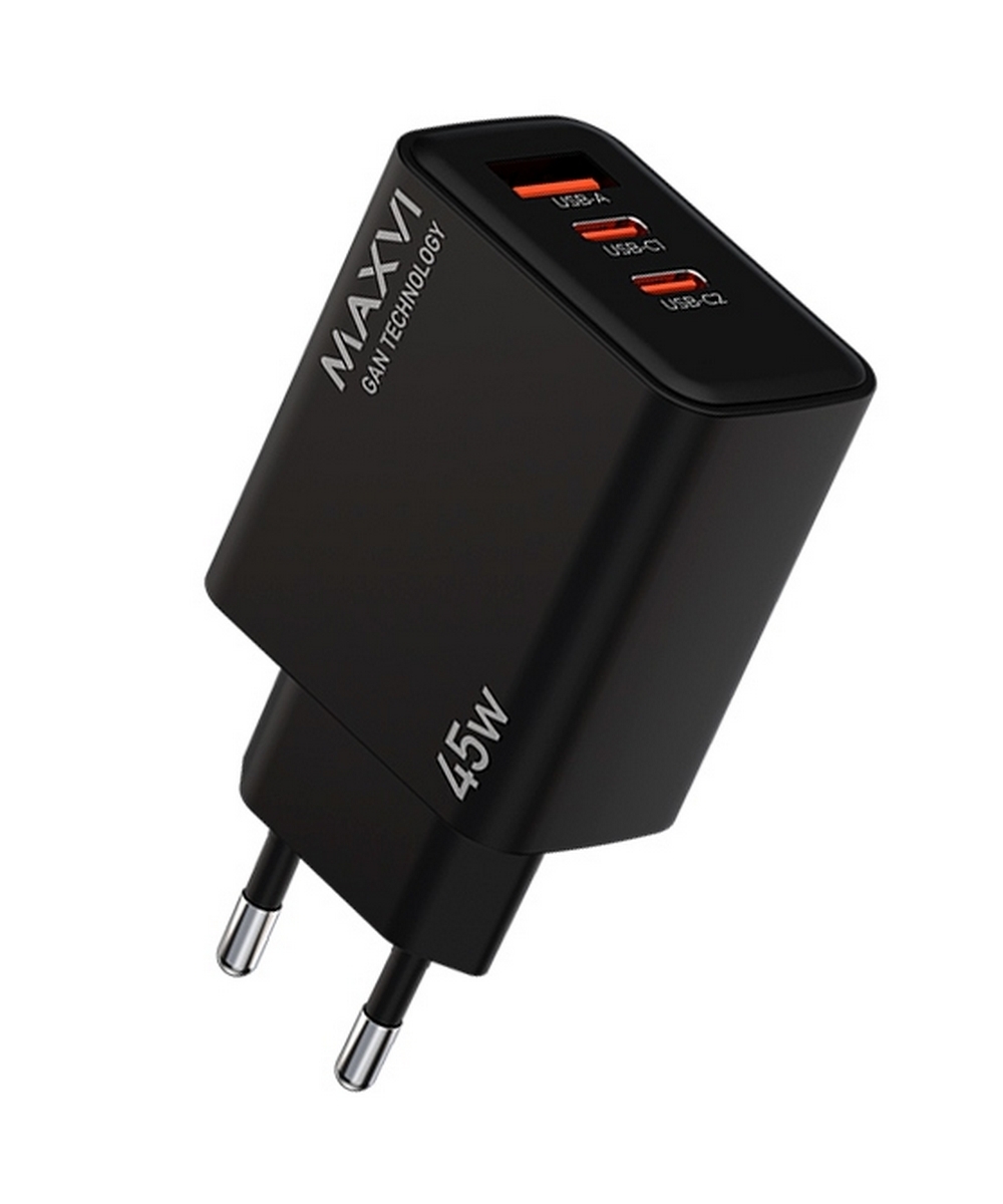 СЗУ Maxvi SFC-345GN black 45W 3A, 1xUSB-A 2xUSB-C