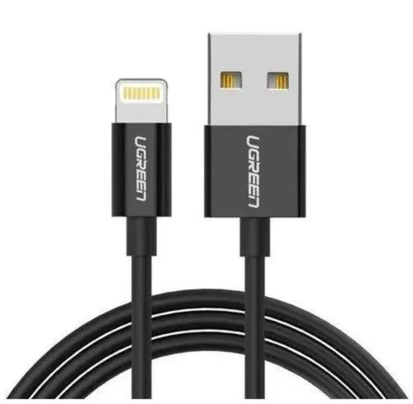 Кабель UGREEN US155 (80822) 1м черный USB-A Male to Lightning Male Cable Nickel Plating ABS Shell