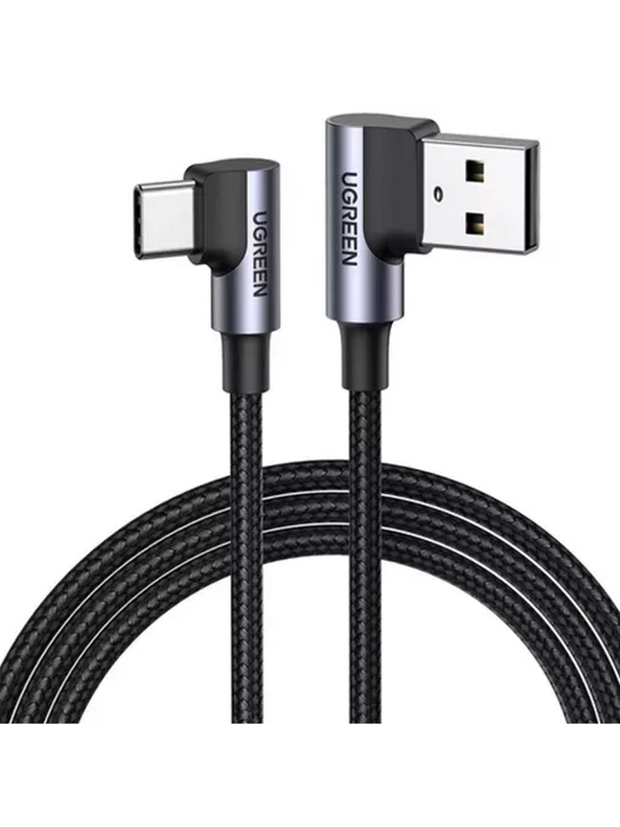 Кабель UGREEN US176 (70875) 3m серый космос Right Angle USB-A to USB-C Cable