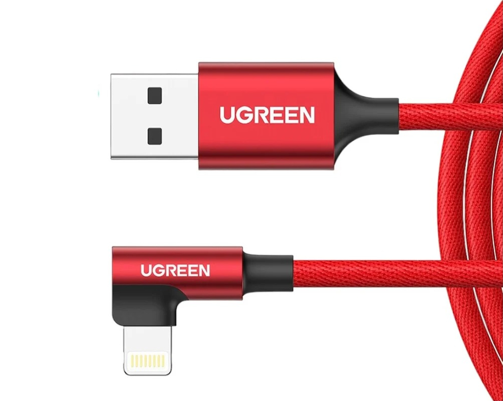 Кабель UGREEN US299 1 m Red Right Angle USB-A to Lightning Cable