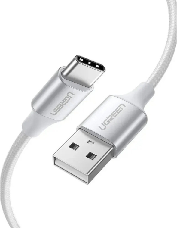 Кабель UGREEN US288 2 m Silver USB-A 2.0 to USB-C Cable Nickel Plating Aluminum Braid