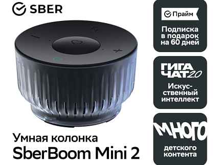 Акустическая система Сбердевайсы SberBoom Mini 2 Квантовый чёрный SBDV-00250A