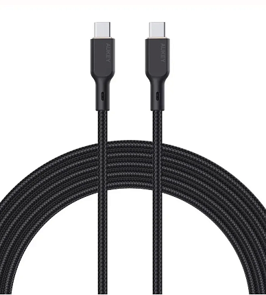 Кабель Aukey KCC101 1m black USB-C - USB-C Nylon Braided 100w Kevlar