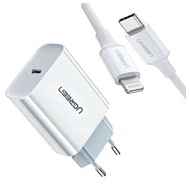 Зарядное устройство UGREEN CD137 (50698) 20W PD + USB-C to Lightning Cable EU. Цвет: белый