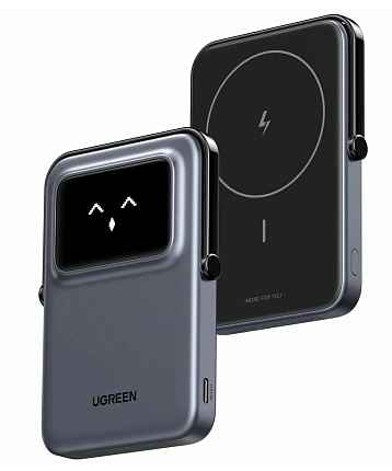 Внешний аккумулятор UGREEN PB571 (35605B) UNO 5000mAh MIni Magnetic Wireless 20W Power Bank серый