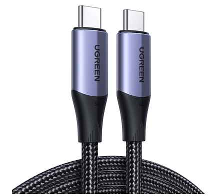 Кабель UGREEN US355 (80150) USB-C 3.2 M/M Gen2 5A Cable в оплетке. Длина 1 м. Цвет: черный