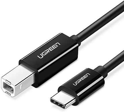 Кабель UGREEN US241 (80811) 1м черный USB-C 2.0 To USB-B 2.0 Print Cable для подключения принтера