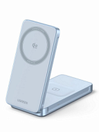 БЗУ UGREEN W756 (55963) серебристо-голубой "MagFlow" 2-in-1 Magnetic 25W Wireless QI2.2 Charger