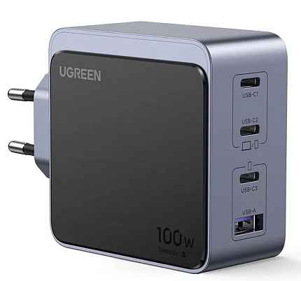 Зарядное устройство UGREEN X565 (35043) 100W Nexode S USB-A+3*USB-C GaN Tech Fast Charger EU серый