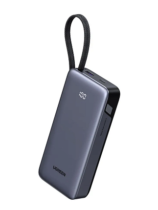 Внешний аккумулятор UGREEN PB536 (55988B) 20000mAh 45W серый космос with Built-in Cable