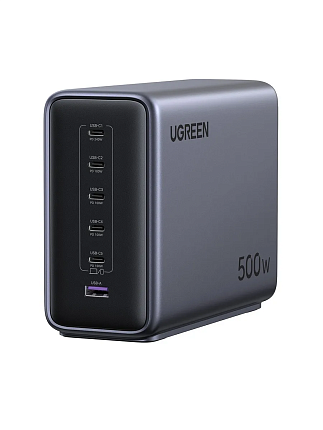 Зарядное устройство UGREEN X759 (55550B) 500W серый 6-Port 1*USB-A&5*USB-C GaN Desktop