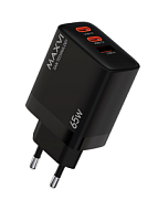 СЗУ Maxvi SFC-365GN LED black 65W 3A, 1xUSB-A 2xUSB-C